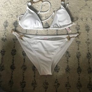 Victoria’s Secret all white gold chain swim set